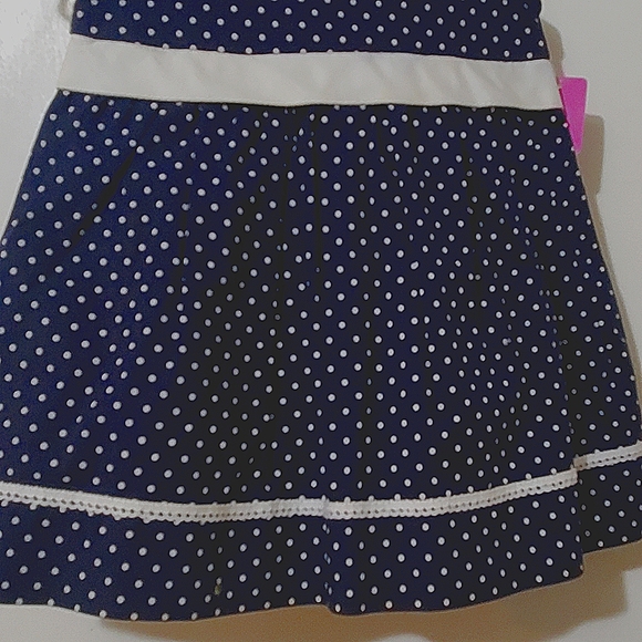 Blue and white sleeveless polkadot kids dress - Picture 2 of 2